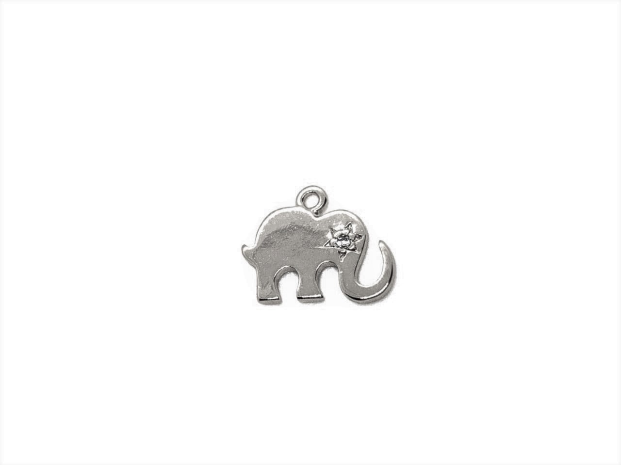 Подвеска Слон с фианитами; цвет серебро, размер 8*10мм