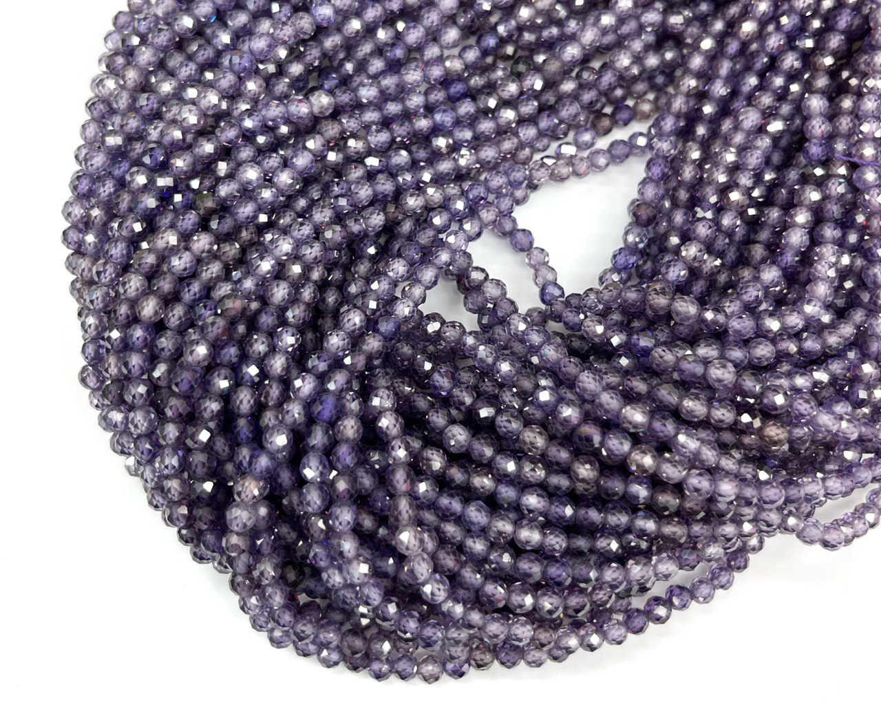 Бусины Циркон натуральный рондель ювелирной огранки размер 3мм цвет фиолетовый