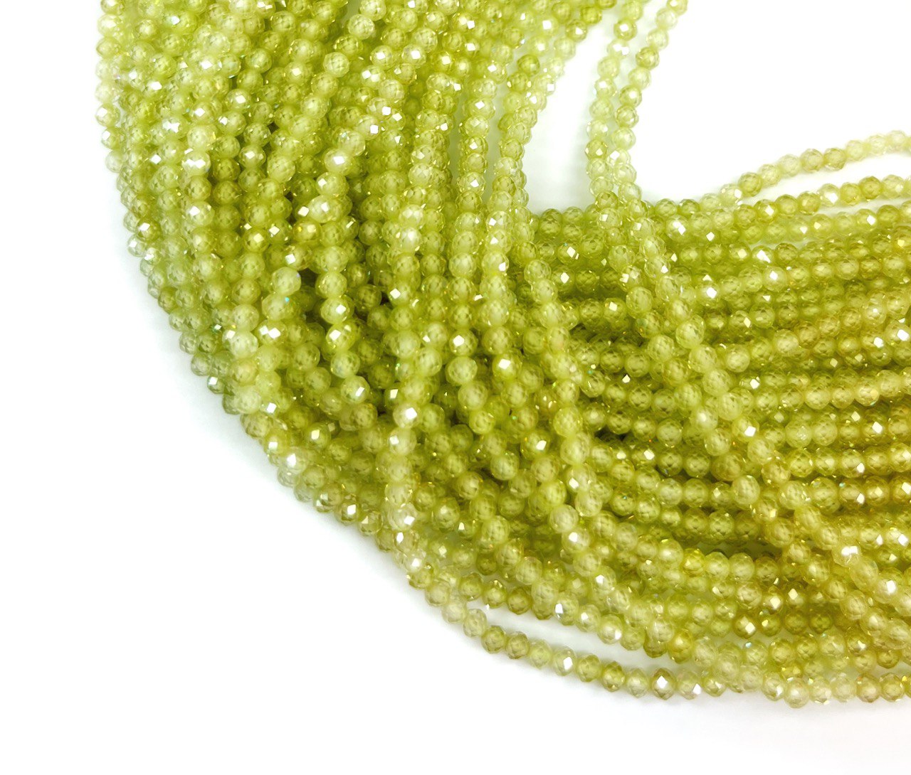 Бусины Циркон натуральный ювелирной огранки размер 3мм цвет зеленый