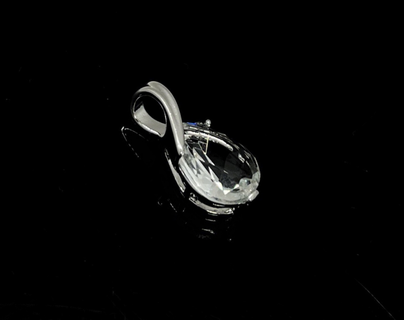 Подвеска-кулон Капля с прозрачным фианитом цвет серебро размер 10*22,5мм