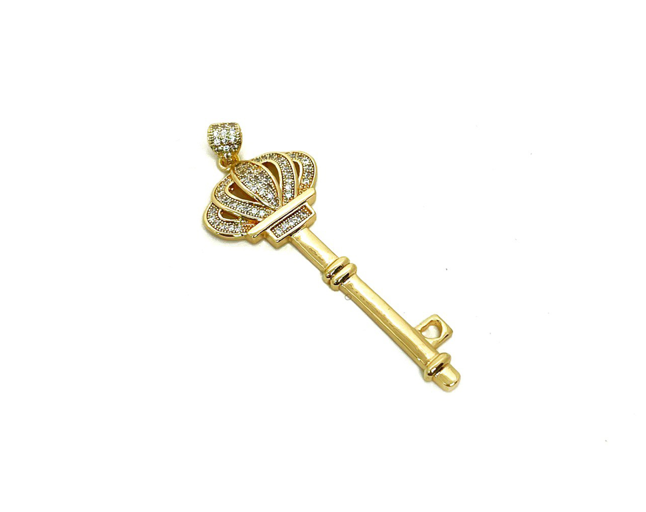 Подвеска Ключ большой с фианитами цвет золото размер 46*19мм