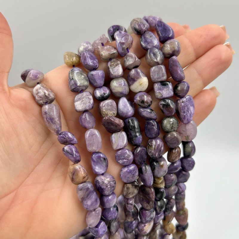 Бусины Чароит форма галтовка размер 10-12мм натуральный камень